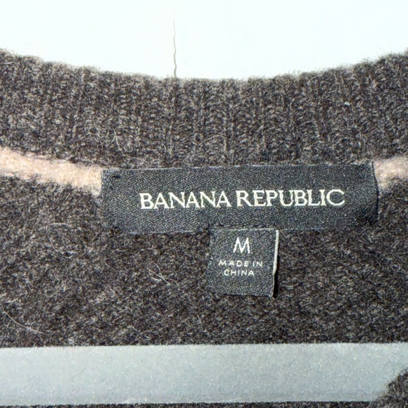 Banana Republic Merino Wool Blend Sweater Dolman Sleeve M Chocolate Stripe Yak - Picture 8 of 10